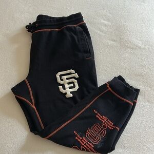 SF Giants‎ New Era Black Joggers /Sweatpants with Orange Accents Mens Size XL
